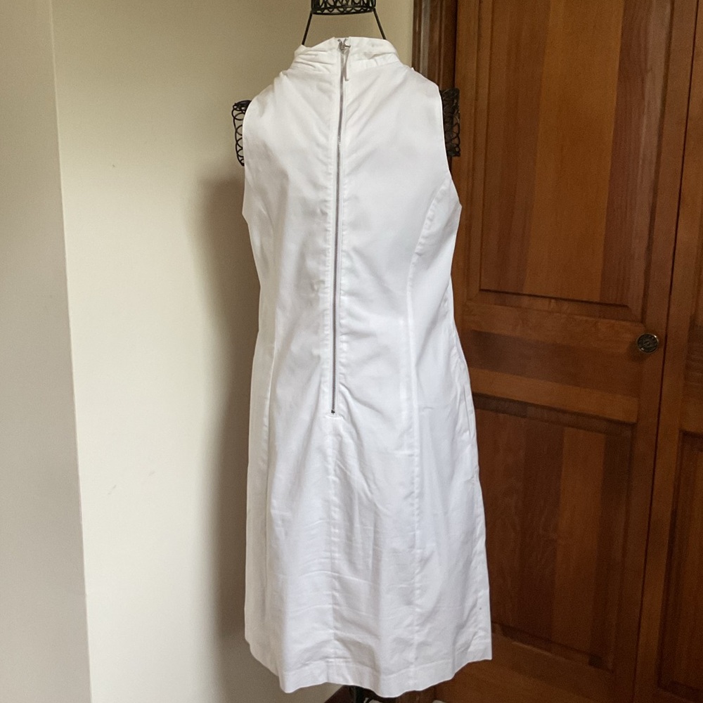 Banana Republic White Bow Tie Neck Shift Dress 4 - Picture 3 of 8